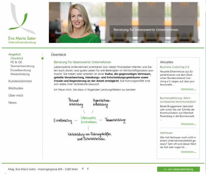 Website für Mag. Eva M. Sator , Unternehmensberatung
